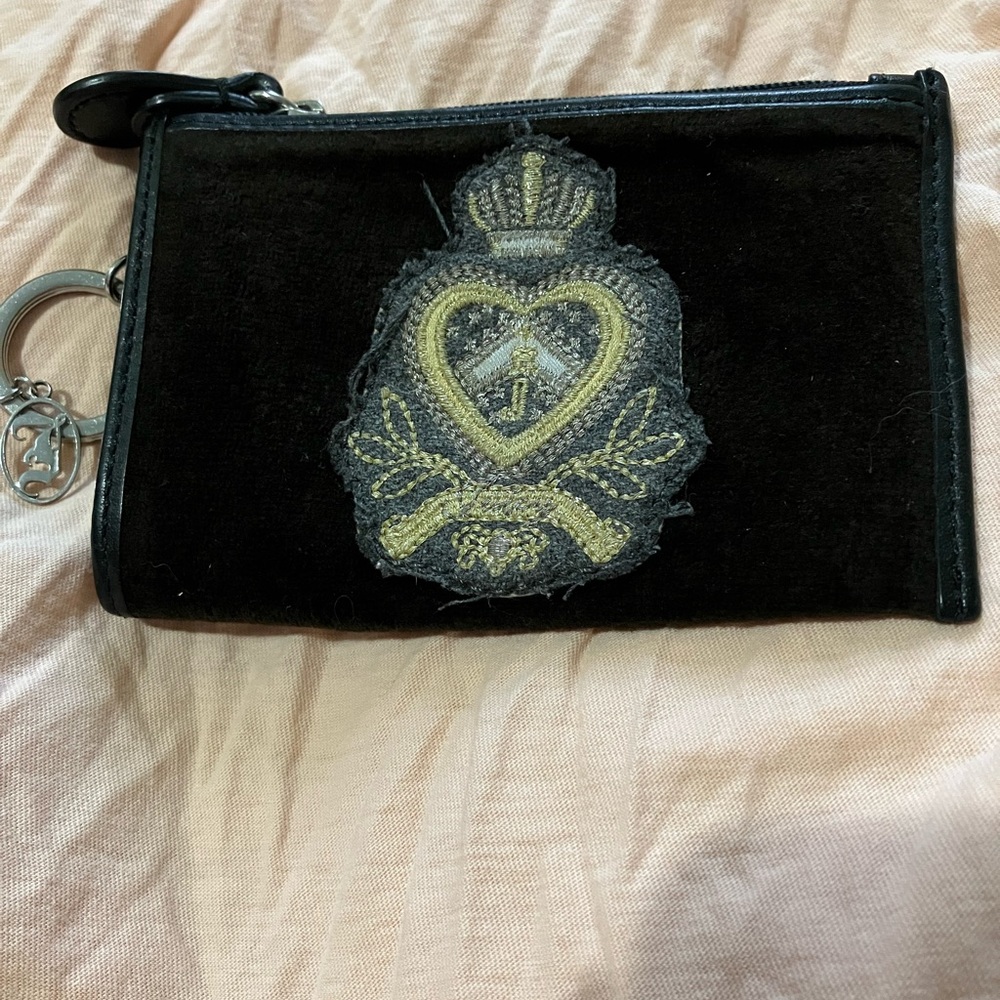Small juicy couture brown velour zipper pouch keychain